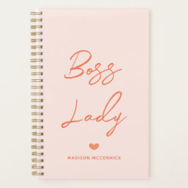 Boss Lady Modern Pastel Orange Script Personalisie Planer