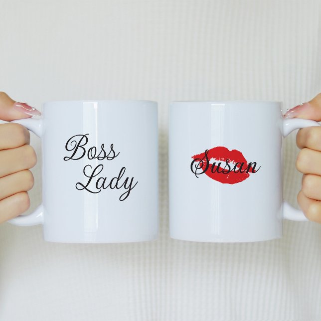 Boss Lady Personalisiert Coffee Tasse mit roten Li (Von Creator hochgeladen)