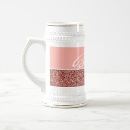 Boss Lady Pink Rose Gold Glitzer Personalisiert Bierglas