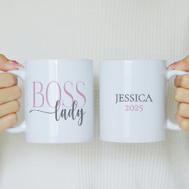 Boss Lady Pink und Grau Kaffeetasse