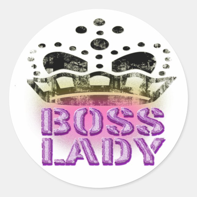 Boss Lady Queen - Große Krone Runder Aufkleber (Vorderseite)