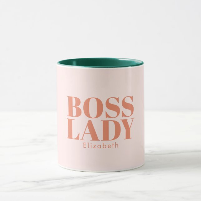 Boss Lady Retro Nom Customisé Café Mug (Centre)