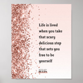 Boss Lady Rose Gold Glitzer Motivierend Zitat Poster