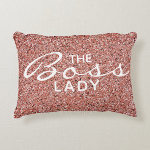 Boss Lady Rose Gold Pink Glitzer Dekokissen