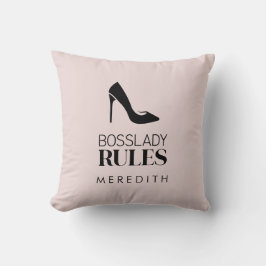 Boss Lady Rules Stiletto Logo Blush Kissen