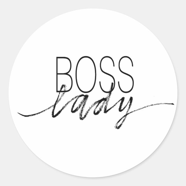 Boss Lady Runder Aufkleber (Vorderseite)