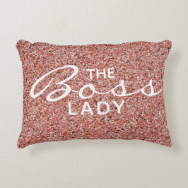 Boss Lady Script Typografie Pink Rose Gold Glitzer Dekokissen