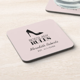 Boss Lady Stiletto Logo Blush Personalisiert Getränkeuntersetzer