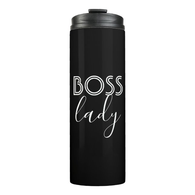 Boss Lady Thermal Tumbler | Schwarz/Weiß Thermosbecher (Vorderseite)