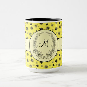 Boss Lady Yellow Black Monogram Ringer 15oz Tasse