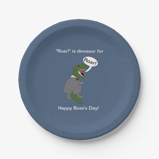 Boss Male Dinosaur Funny Boss's Day Personalize Pappteller (Vorderseite)