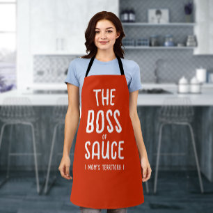 Boss Mama Rot und Weiße Küche Moderne, kühne Typo Schürze