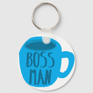 Boss Man mit blauer Tasse Schlüsselanhänger