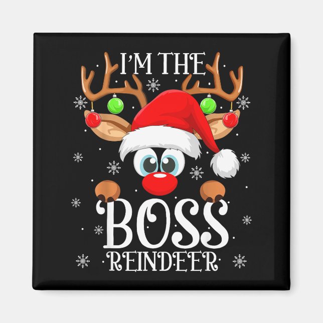 Boss Reindeer Christmas Family Matching Group Funn Magnet (Vorne)