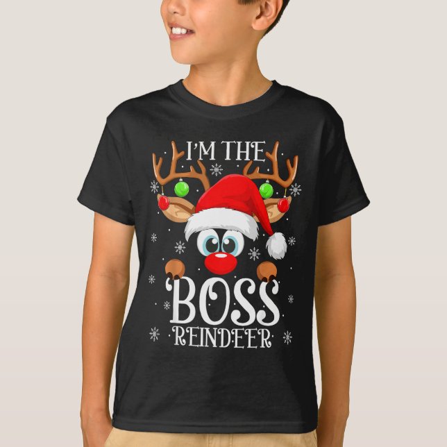 Boss Reindeer Christmas Family Matching Group Funn T-Shirt (Vorderseite)