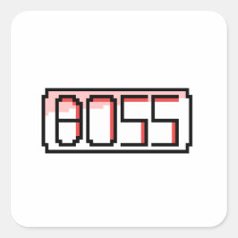 "BOSS" Retro-Schriftart Quadratischer Aufkleber