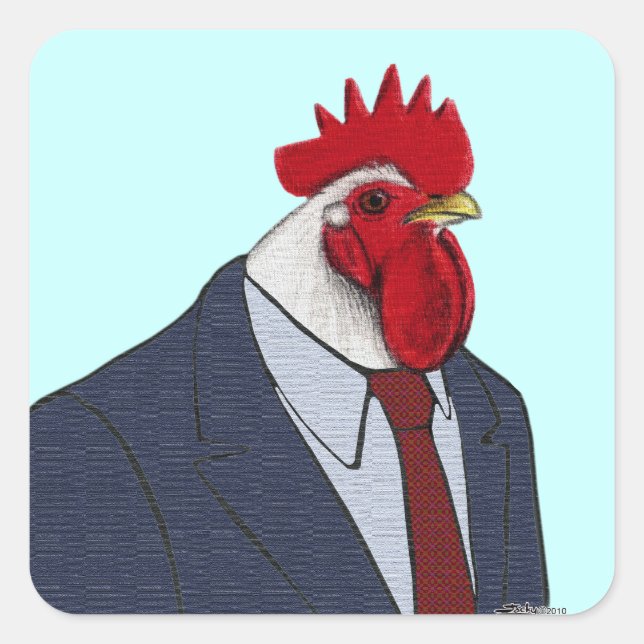 Boss Rooster Quadratischer Aufkleber (Vorderseite)