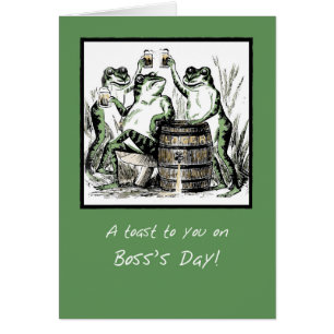 Boss’s Day Funny Frogs Toasting with Beer