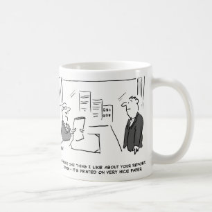 Boss sagt, ein Bericht sei auf dem Papier von Nizz Kaffeetasse
