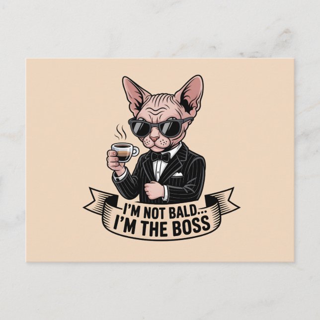 Boss Sphynx Cat Coffee Illustration Postkarte (Vorderseite)
