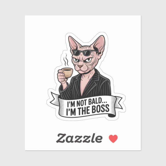 Boss Sphynx-Katze Coffee-Kunst Aufkleber (Blatt)