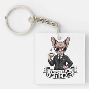 Boss Sphynx-Katze Kaffee Illustration Schlüsselanhänger