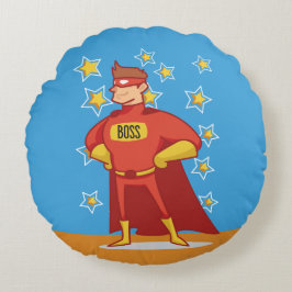 Boss Superhero am Vatertag Rundes Kissen