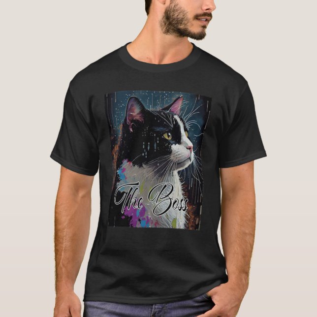 Boss Tuxedo Cat  for Mom Dad T-Shirt (Vorderseite)