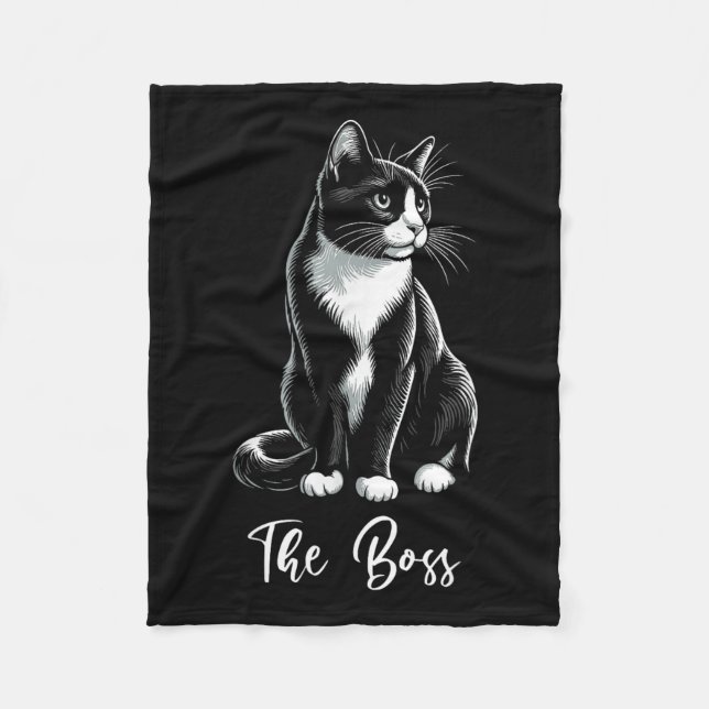 Boss Tuxedo Cat Lover Kitten Tuxedo Cat Eigentümer Fleecedecke (Vorderseite)