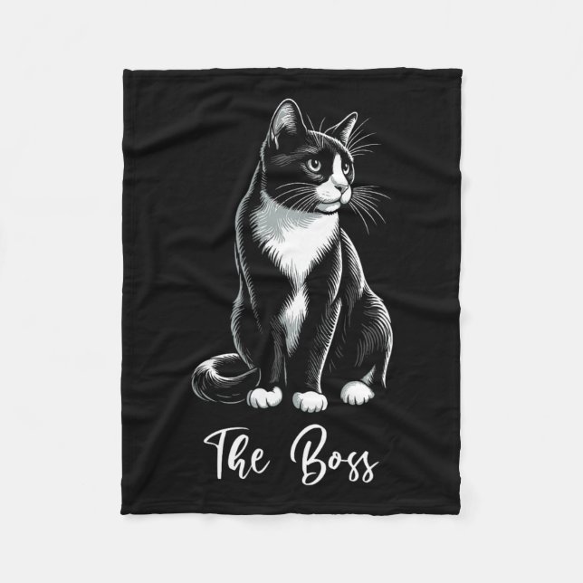 Boss Tuxedo Cat Lover Kitten Tuxedo Cat Eigentümer Fleecedecke (Vorderseite)