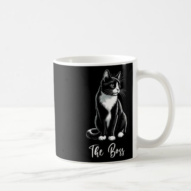 Boss Tuxedo Cat Lover Kitten Tuxedo Cat Eigentümer Kaffeetasse (Rechts)