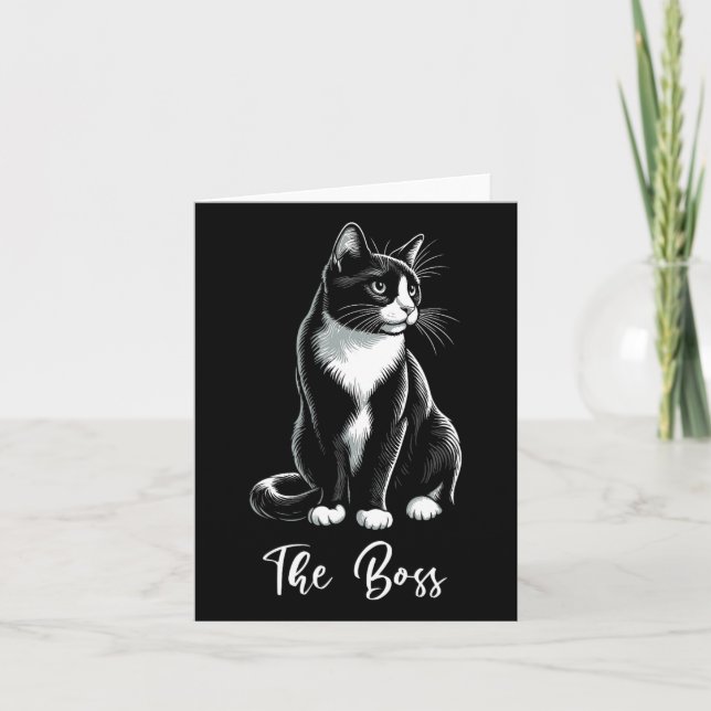 Boss Tuxedo Cat Lover Kitten Tuxedo Cat Eigentümer Karte (Vorderseite)