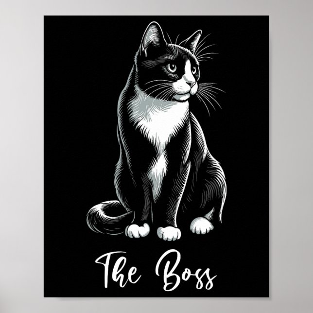Boss Tuxedo Cat Lover Kitten Tuxedo Cat Eigentümer Poster (Vorne)