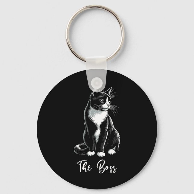 Boss Tuxedo Cat Lover Kitten Tuxedo Cat Eigentümer Schlüsselanhänger (Vorderseite)