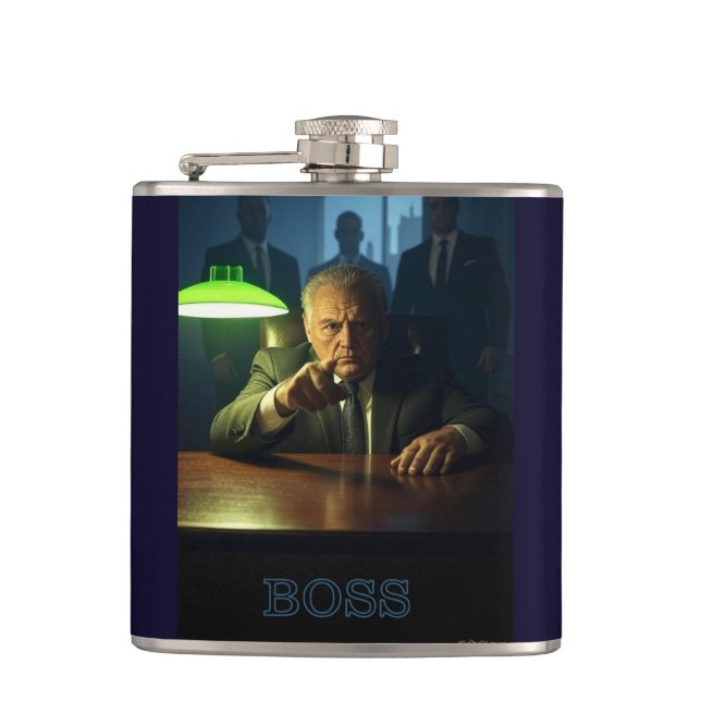 Boss w Text umhüllte Flasche Flachmann (Vorderseite)