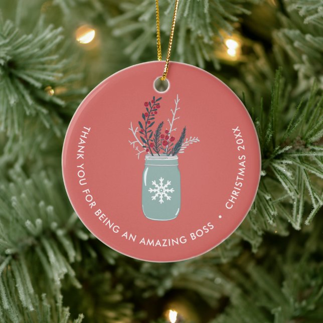 Boss Wertschätzung Personalisiert Festive Mason Ja Keramik Ornament (Baum)