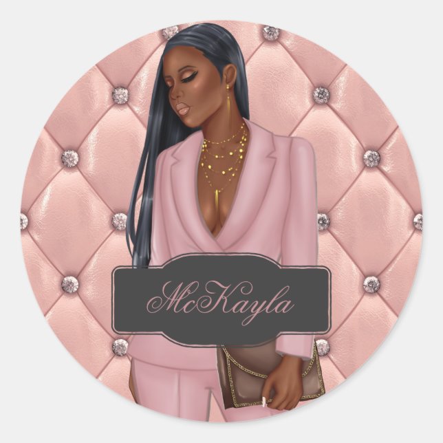 Boss Woman, CEO von Afrika Runder Aufkleber (Vorderseite)