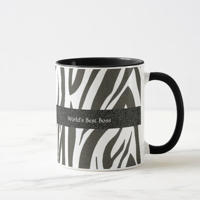 Boss:  "World's Best Boss" Zebra Stripes Tasse (Rechts)
