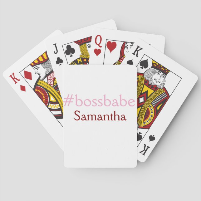 Bossbabe hashtag hellrosa hinzufügen Name Mädchen- Spielkarten (Rückseite)