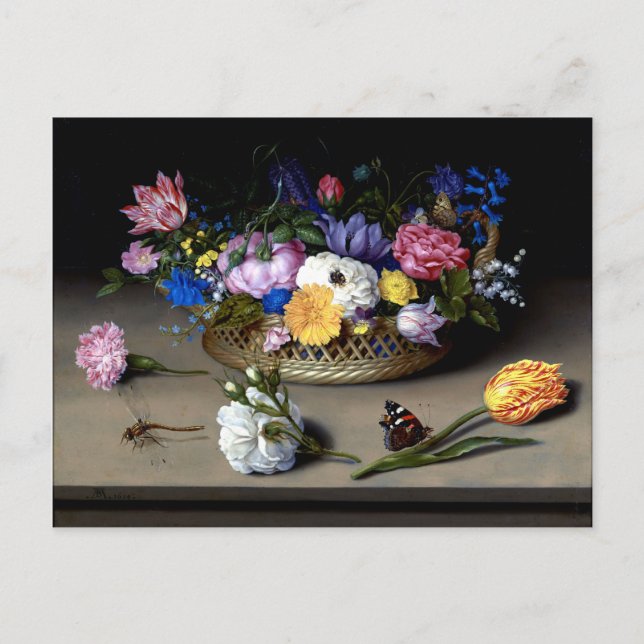 Bosschaert Blume Still Life Insekten Niederländisc Postkarte (Vorderseite)