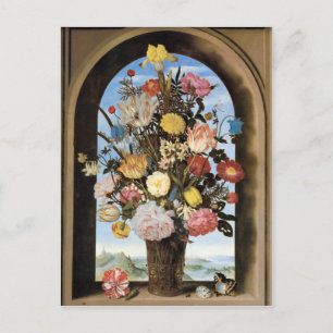 Bosschaert Bouquet dans une carte postale fenêtre