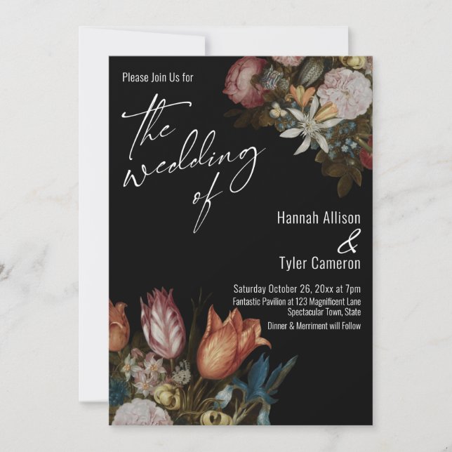 Bosschaerts "Blume in einem Glas" Die Hochzeit von Einladung (Vorderseite)