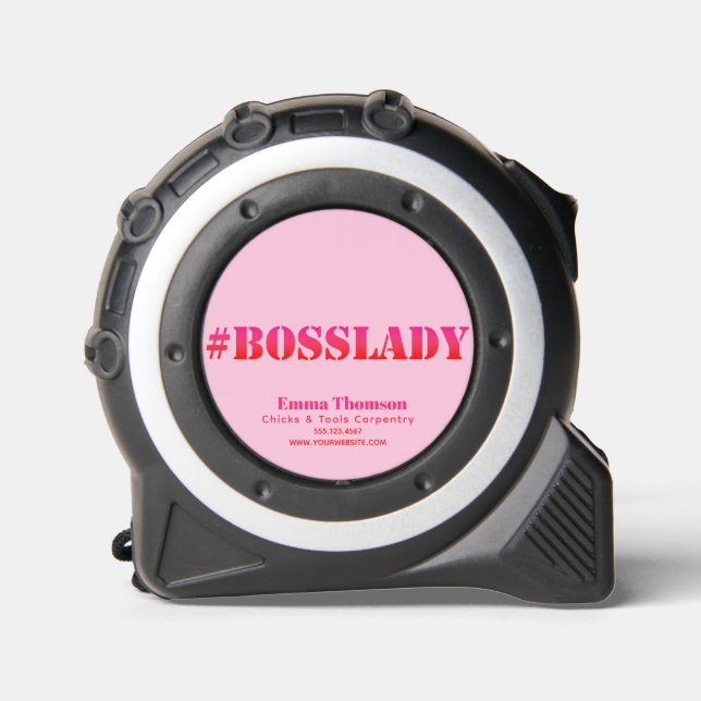 #BossLady - Fun Quote Pink & Red Ombre Maßband (Vorderseite)