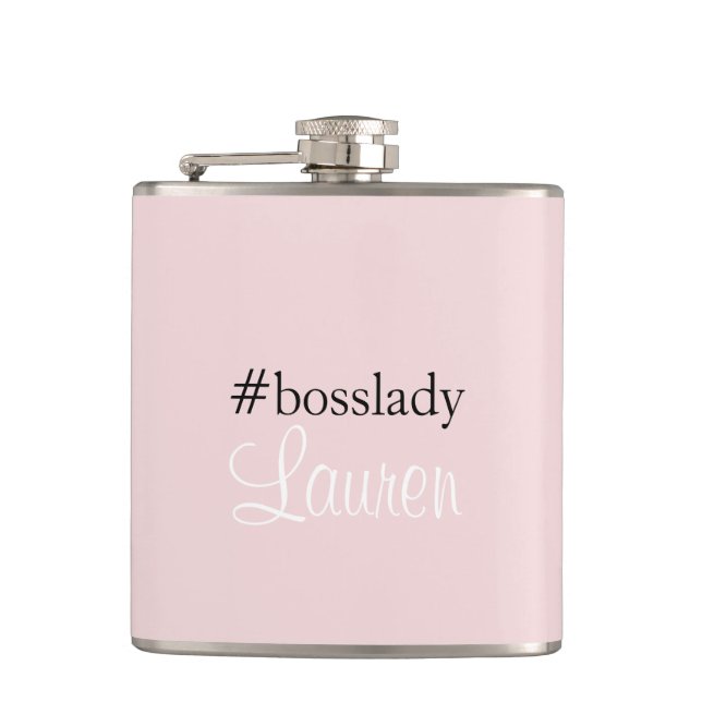 #Bosslady | Rosa | Kalligrafie | INDIVIDUELLE NAME Flachmann (Vorderseite)