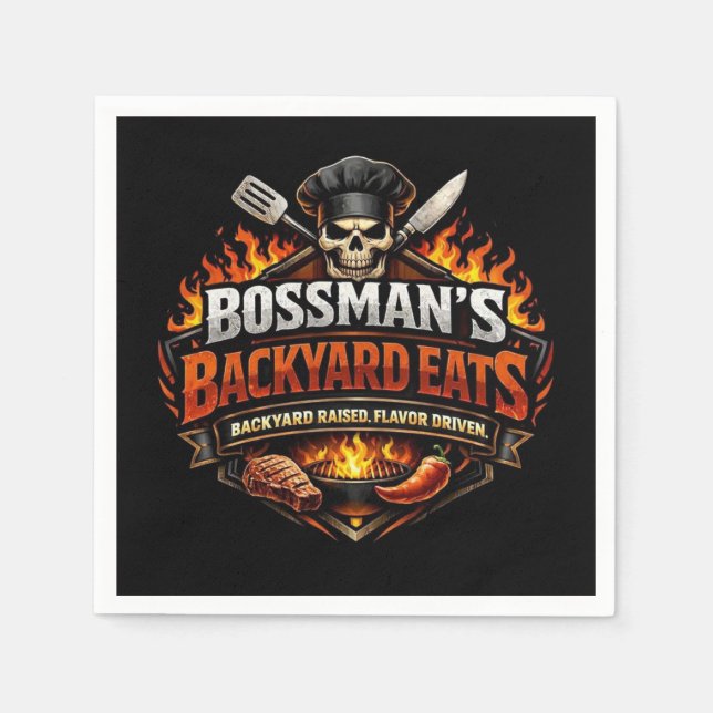 Bossmans Hinterhof-Essen Serviette (Vorderseite)