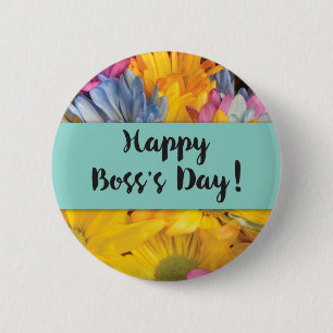 Boss's Day Danke Gerbera Daisies Button