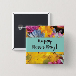 Boss's Day Danke Gerbera Daisies Button