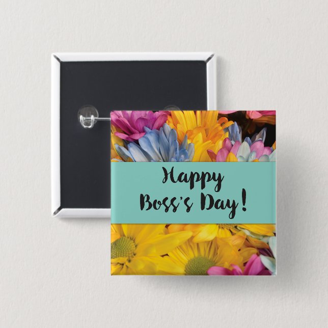 Boss's Day Danke Gerbera Daisies Button (Vorne & Hinten)