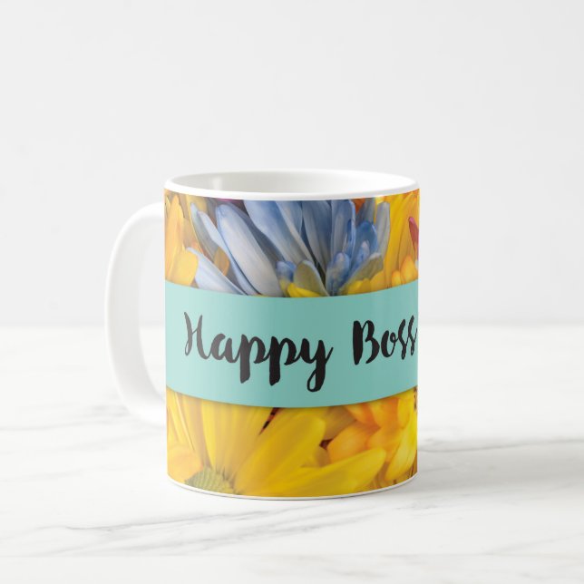 Boss's Day Danke Gerbera Daisies Kaffeetasse (Vorderseite Links)