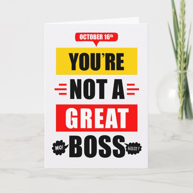 Boss's Day Funny nicht eine große Boss Typografie Karte (Vorderseite)
